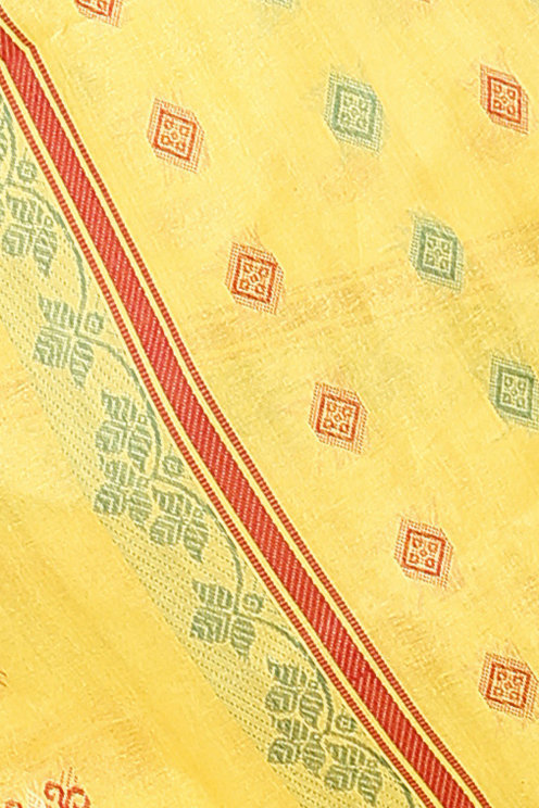 Yellow Pure Cotton Ghusoon Tant Saree (950)